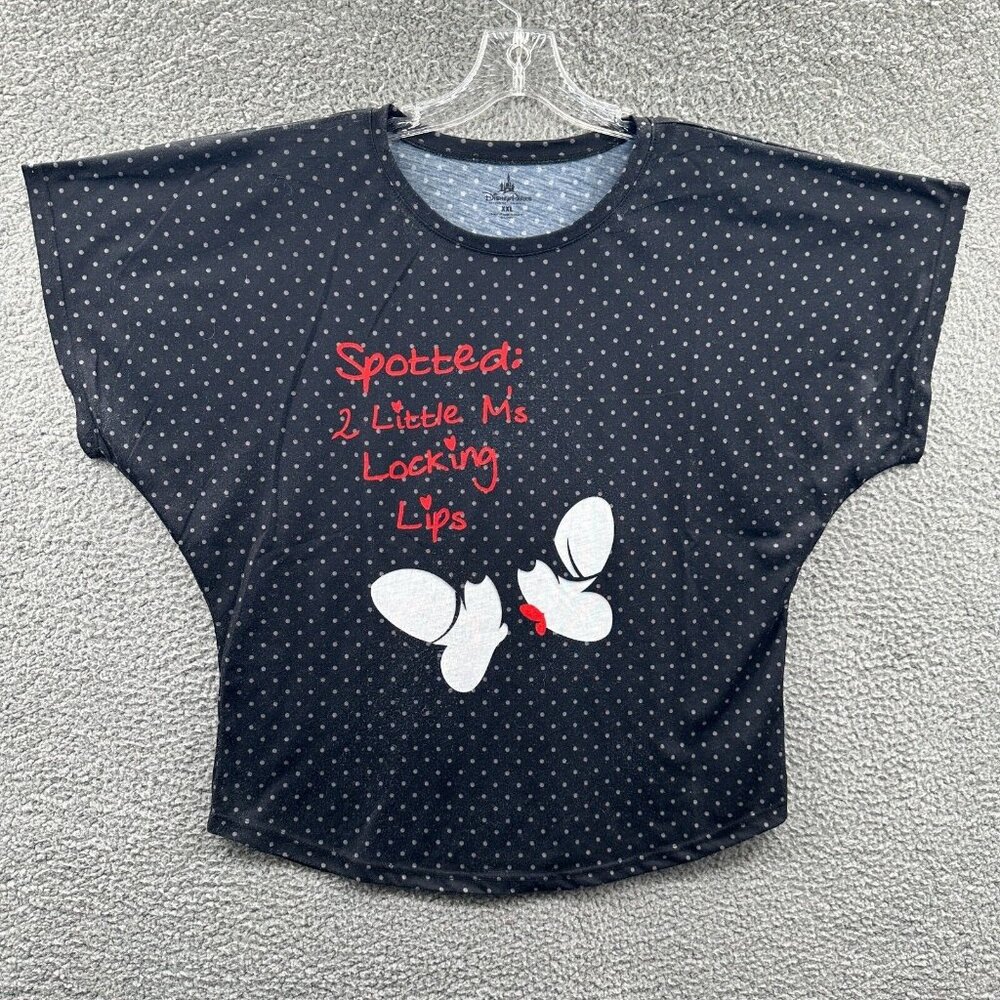 Mickey Minnie Mouse Womens Top‎ XXL Blue Polka Dot Walt Disney World Pullover